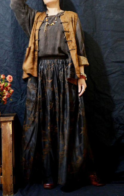 edoa Reversible Mud Silk Rayon Blend Jacquard Skirt