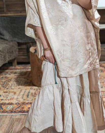 edoa Undyed Tussah Silk Ruffle Skirt