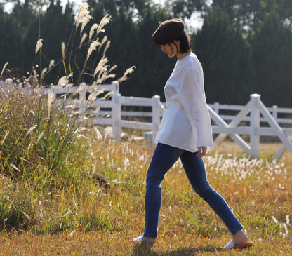 edoa Oversized Two Way Collar Linen Shirt