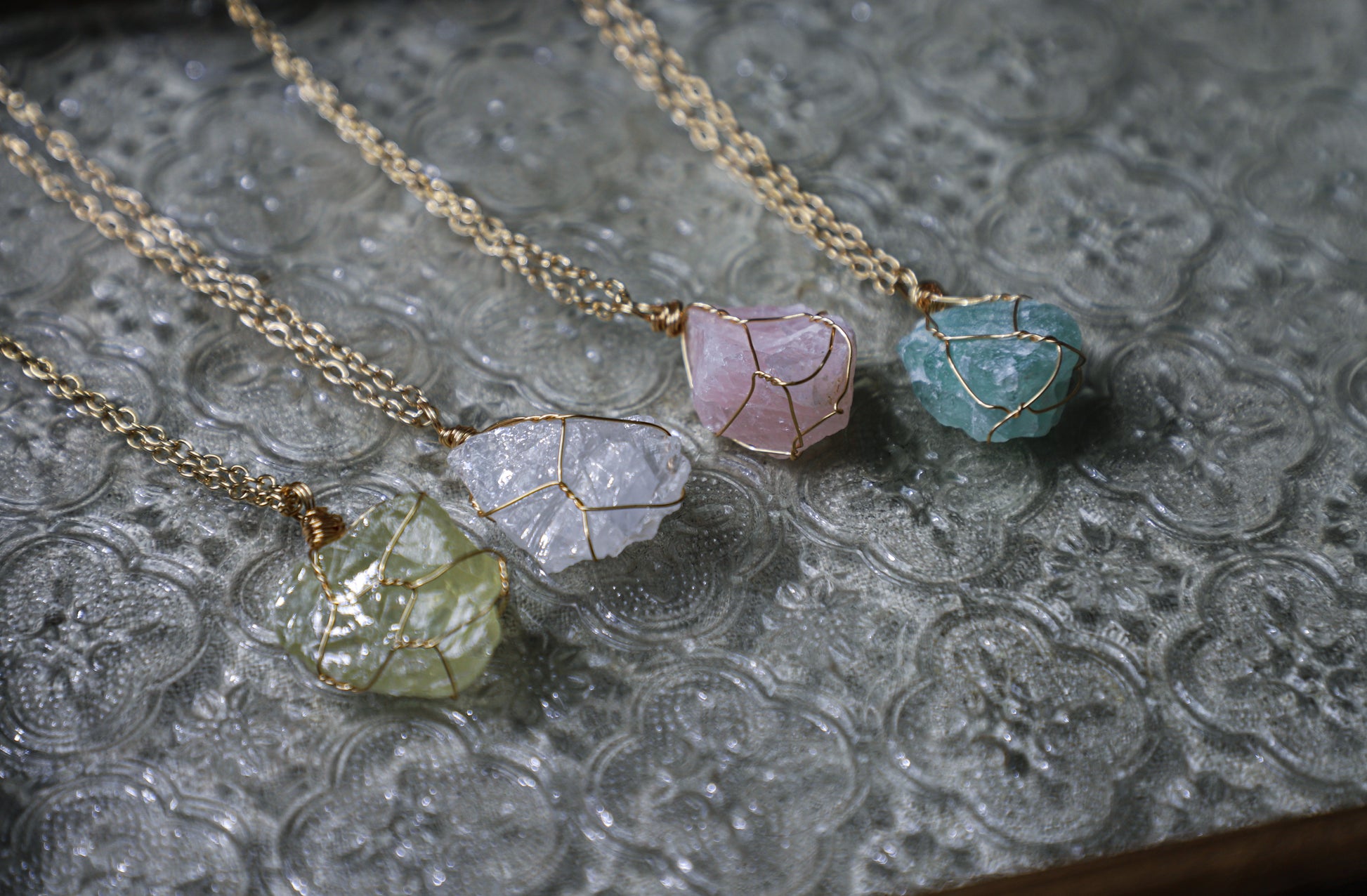 edoa Raw Crystal Wire Wrapped Necklace