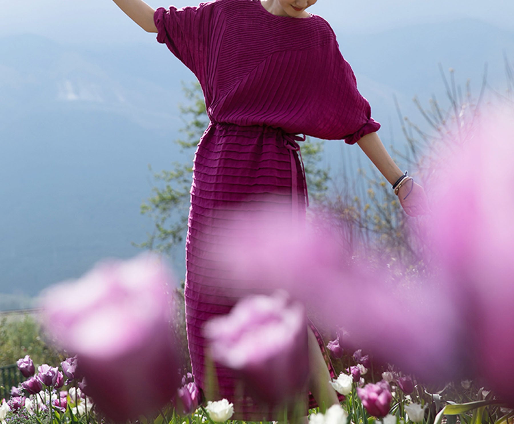 edoa Hand-pintucked Linen Dress