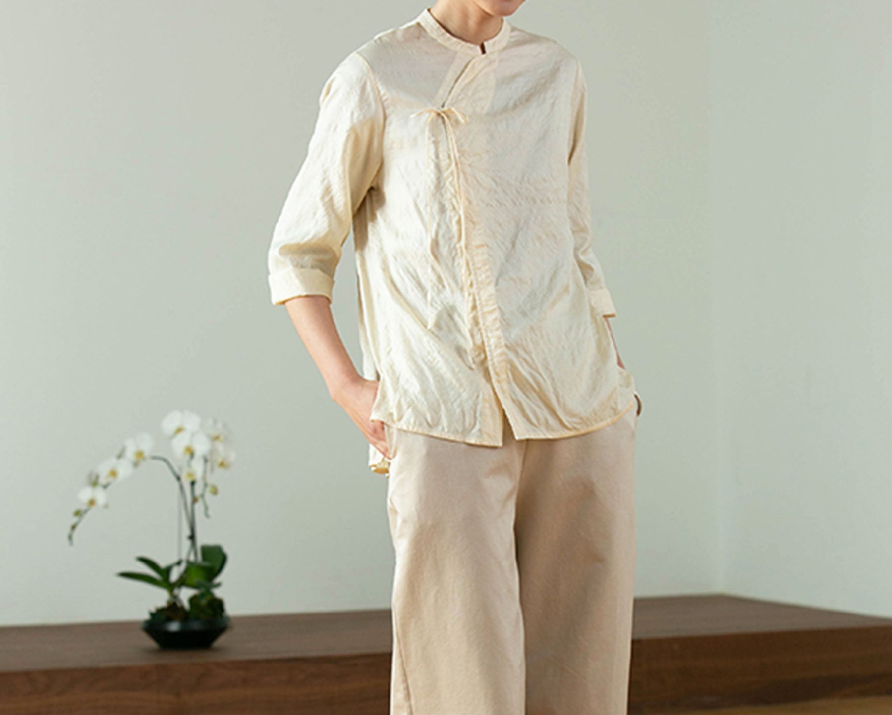 edoa Tussah Silk Chinese Blouse 