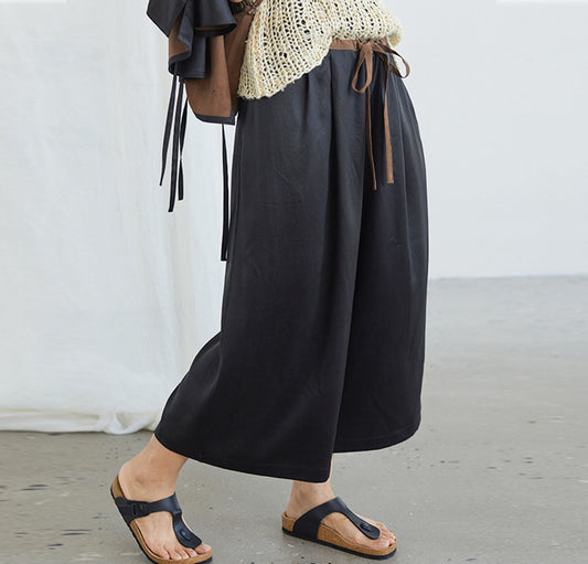 edoa Loose Mud Silk Wide-leg Pants