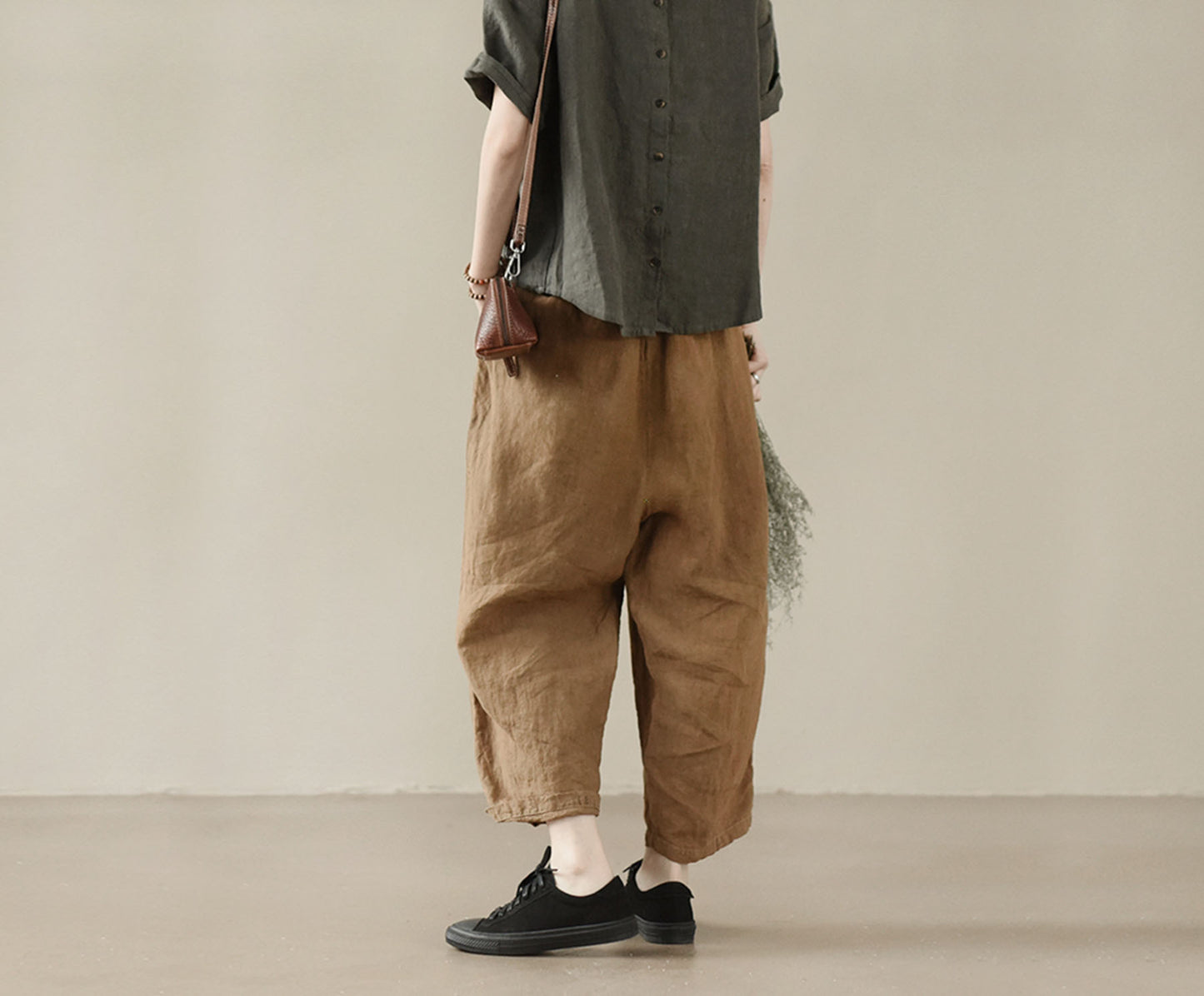 edoa Tapered Boyfriend Heavy Weight Washed Linen Pants