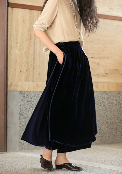 edoa Silk Velvet Apron Pants