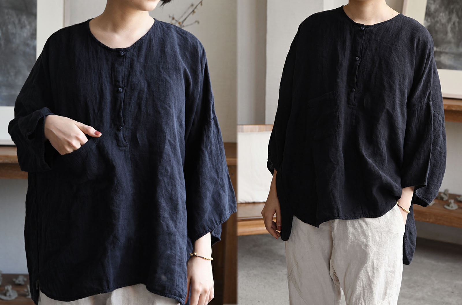edoa Oversized Loose Linen Tunic
