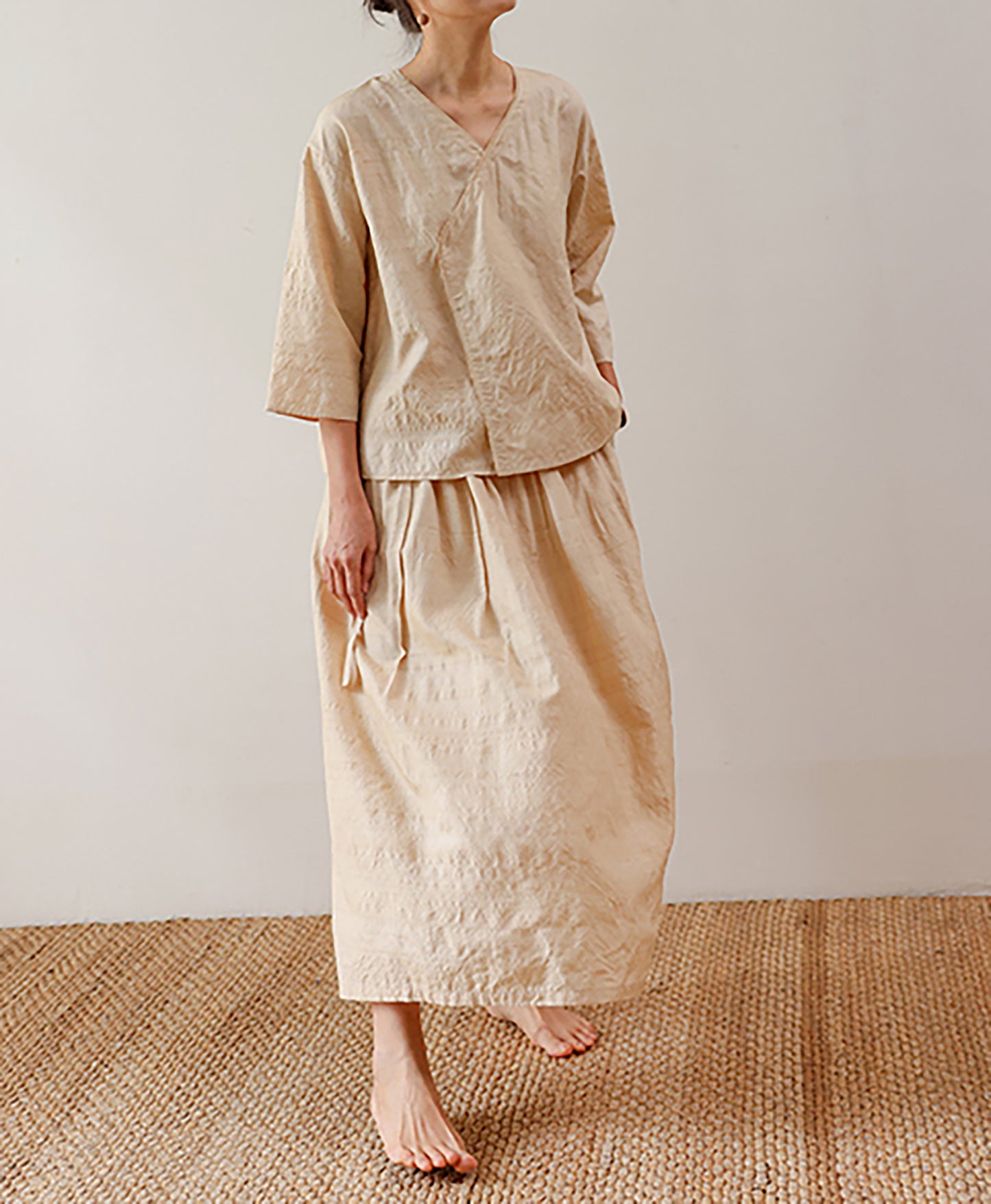 edoa Dupioni Tussah Silk A-line Skirt