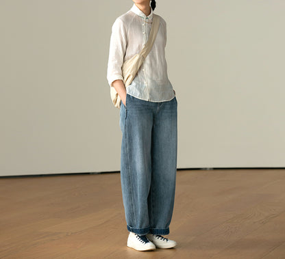 edoa High Counted Ramie Chinese Style Top