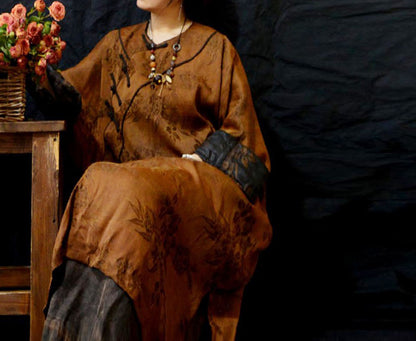 edoa Mud Silk Rayon Blend Jacquard Qipao