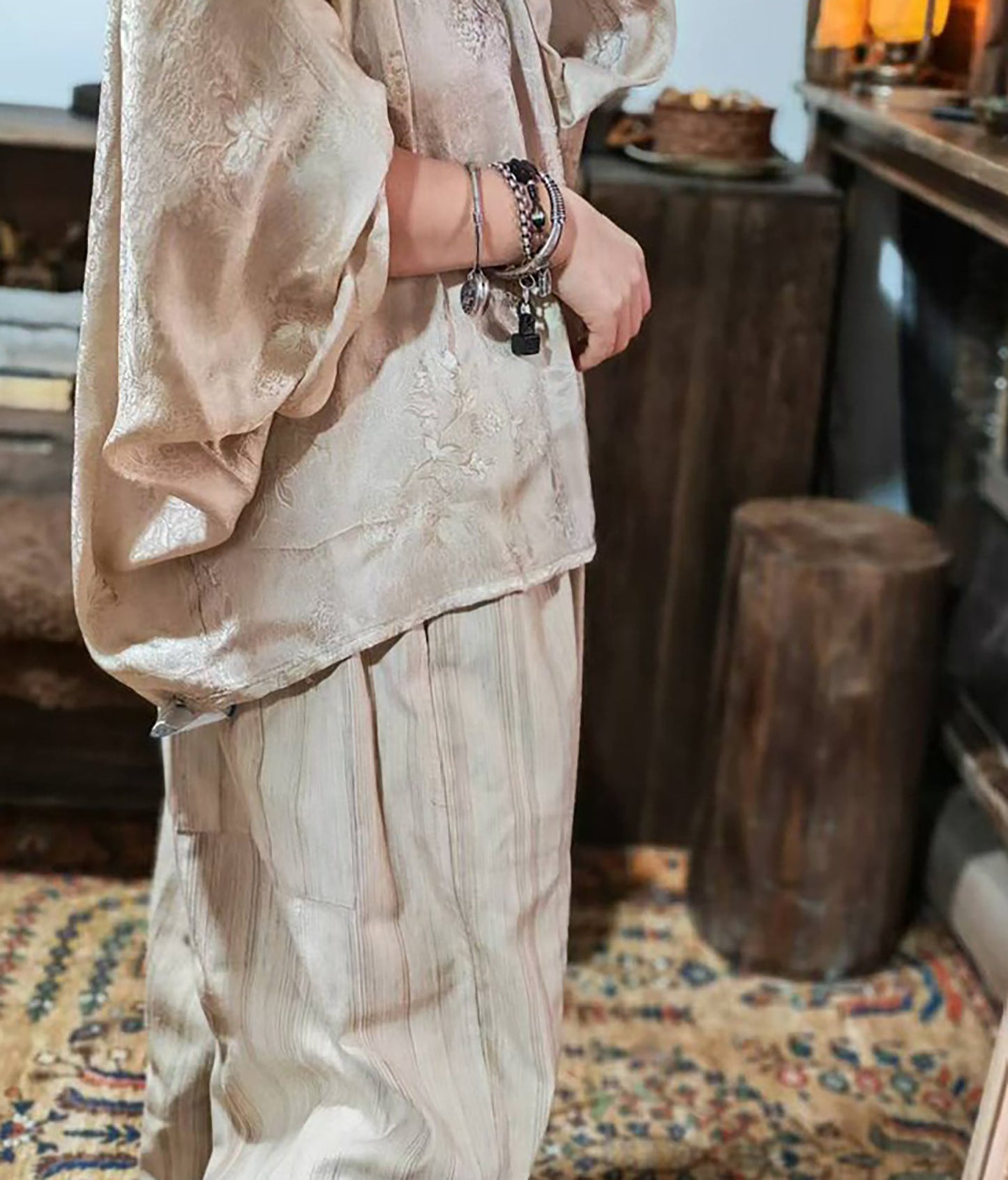 Undyed Tussah Silk Wide Pants pa0171 X318