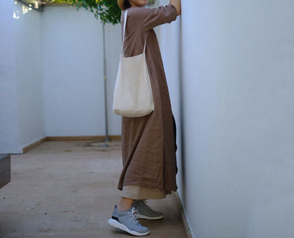 edoa Loose Linen Long Dress