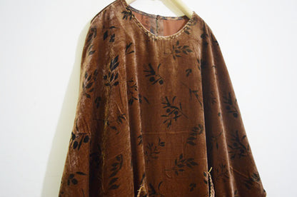Loose Dioscorea Dyed Silk Velvet Tunic Dress dr0390 X020