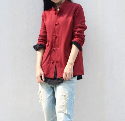edoa Stand Collar French Terry Shirt