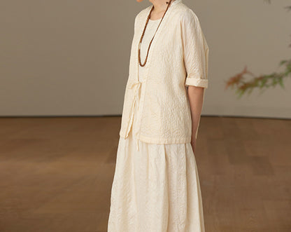 edoa Tussah Silk Sashiko Blouse