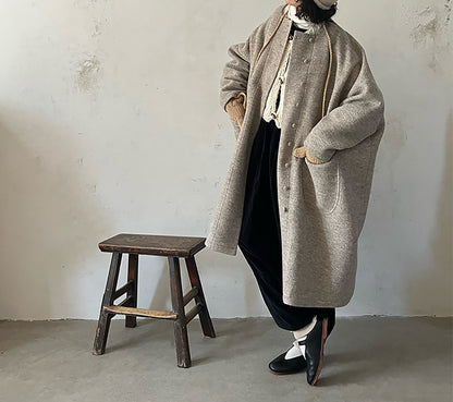 edoa Winter Boiled Wool Oversized Coat