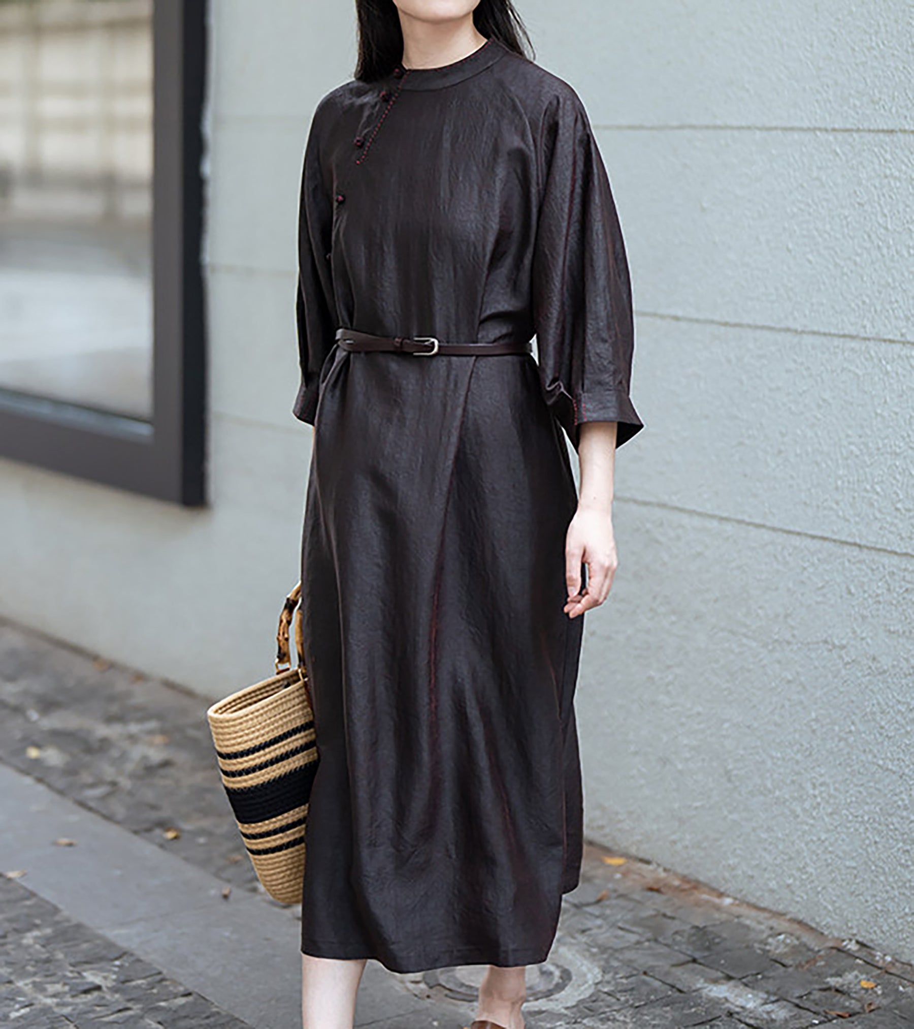 edoa Cracked Mud Silk Full Dress