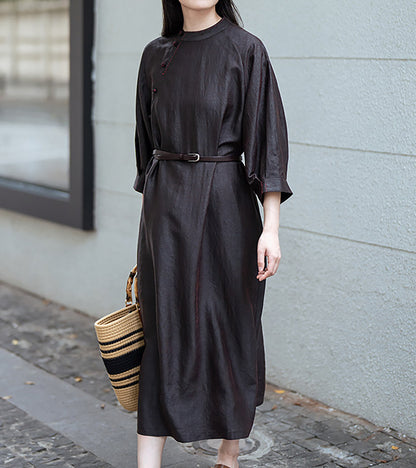edoa Cracked Mud Silk Full Dress