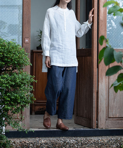 edoa Modified Washed Linen Cheongsam Top
