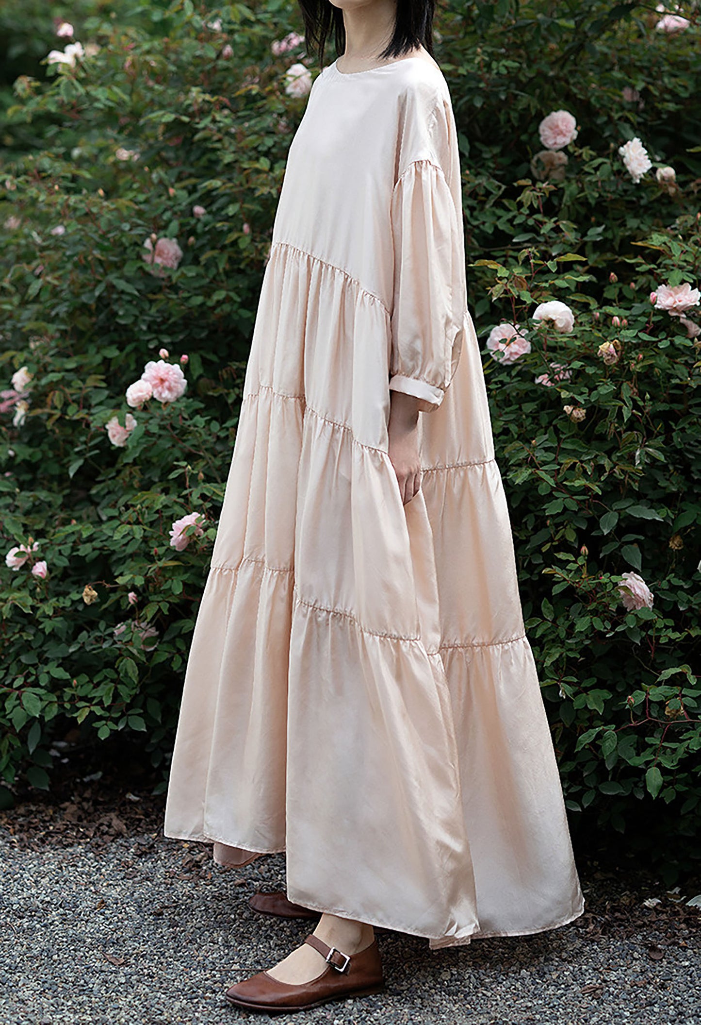 edoa Cake Silk Tiered Dress