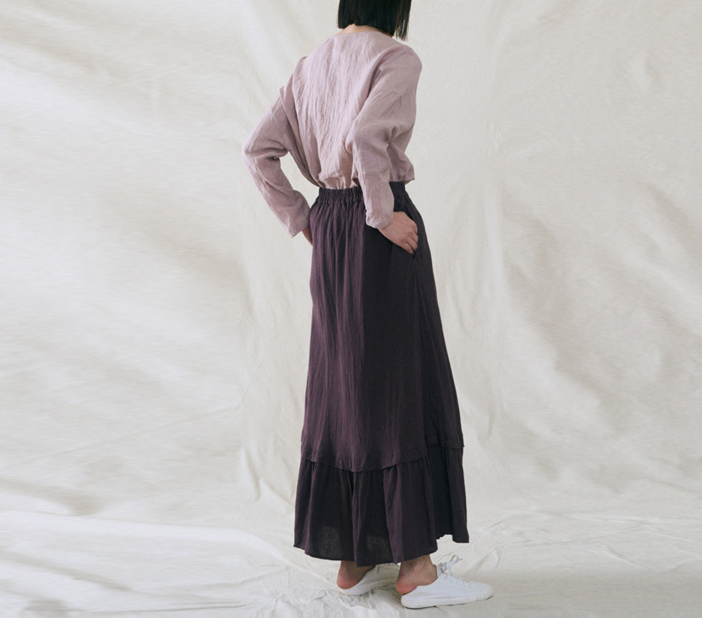 edoa Washed Linen Edwardian Walk Skirt