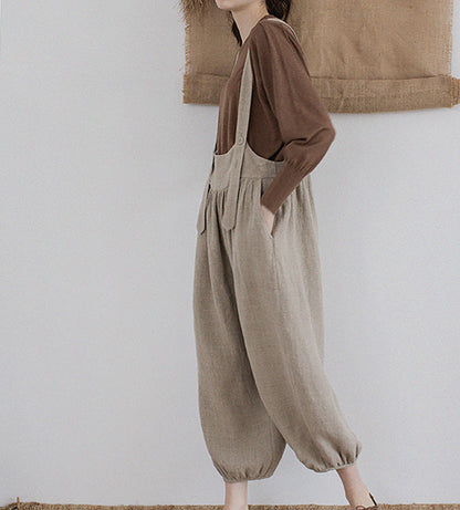 edoa Loose Flax Linen Salopette