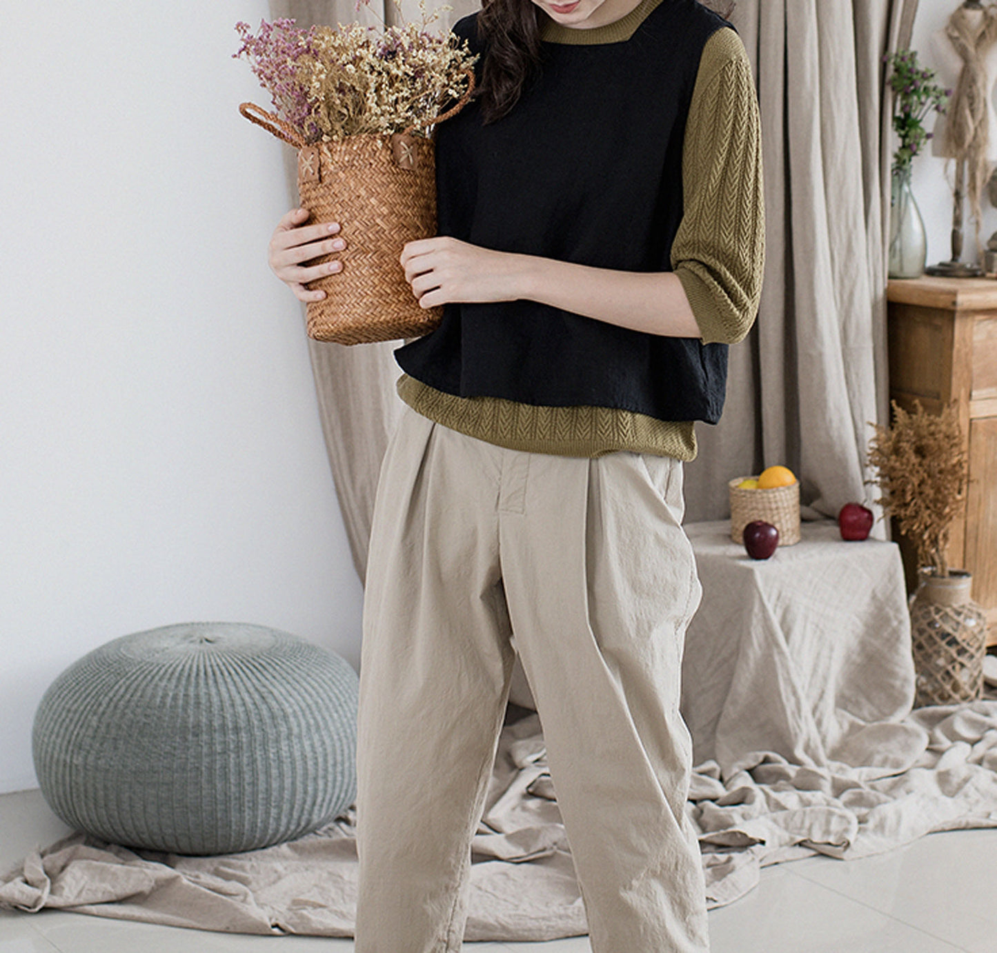 edoa Heavy Weight Washed Linen Vest 