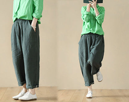 edoa Tapered Boyfriend Washed Linen Pants