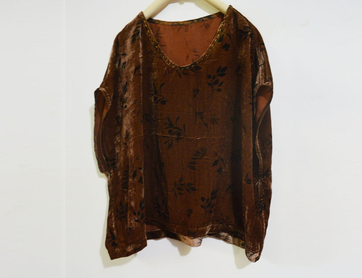 Loose Plant Dyed Silk Velvet Vest to0325 X018