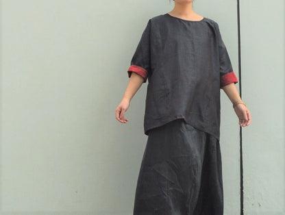 edoa Reversible Cracked Mud Silk Top