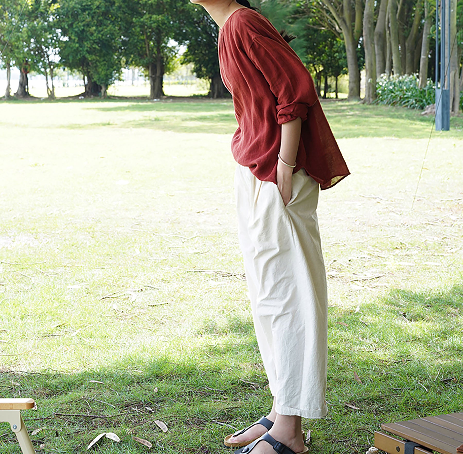 edoa Loose Fitting Linen Top