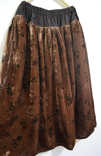 Loose Dioscorea Dyed Silk Velvet Skirt sk0081 X023