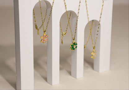 edoa Vintage Floral Birthstone Necklace