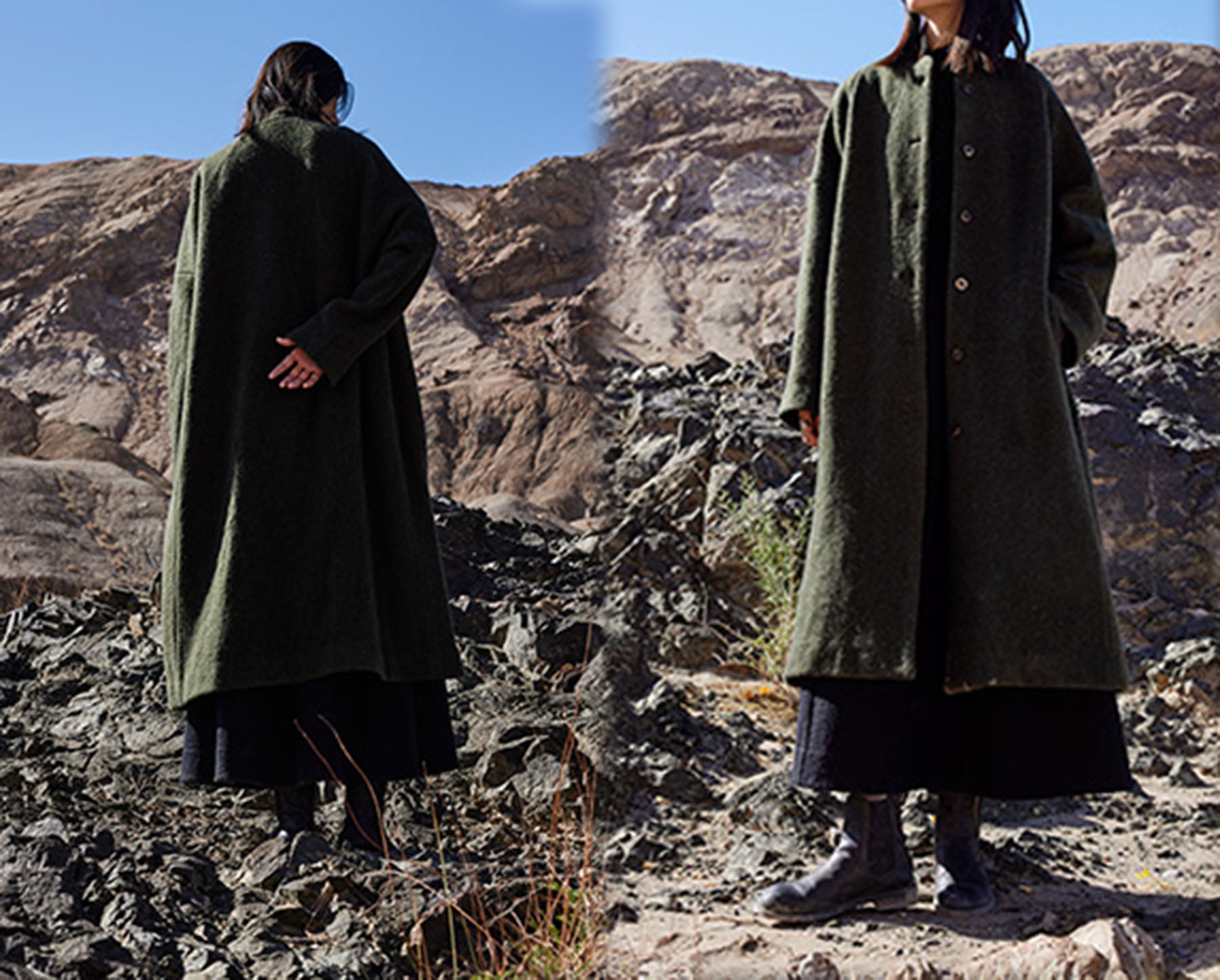 edoa Winter Boiled Wool Oversized Coat 