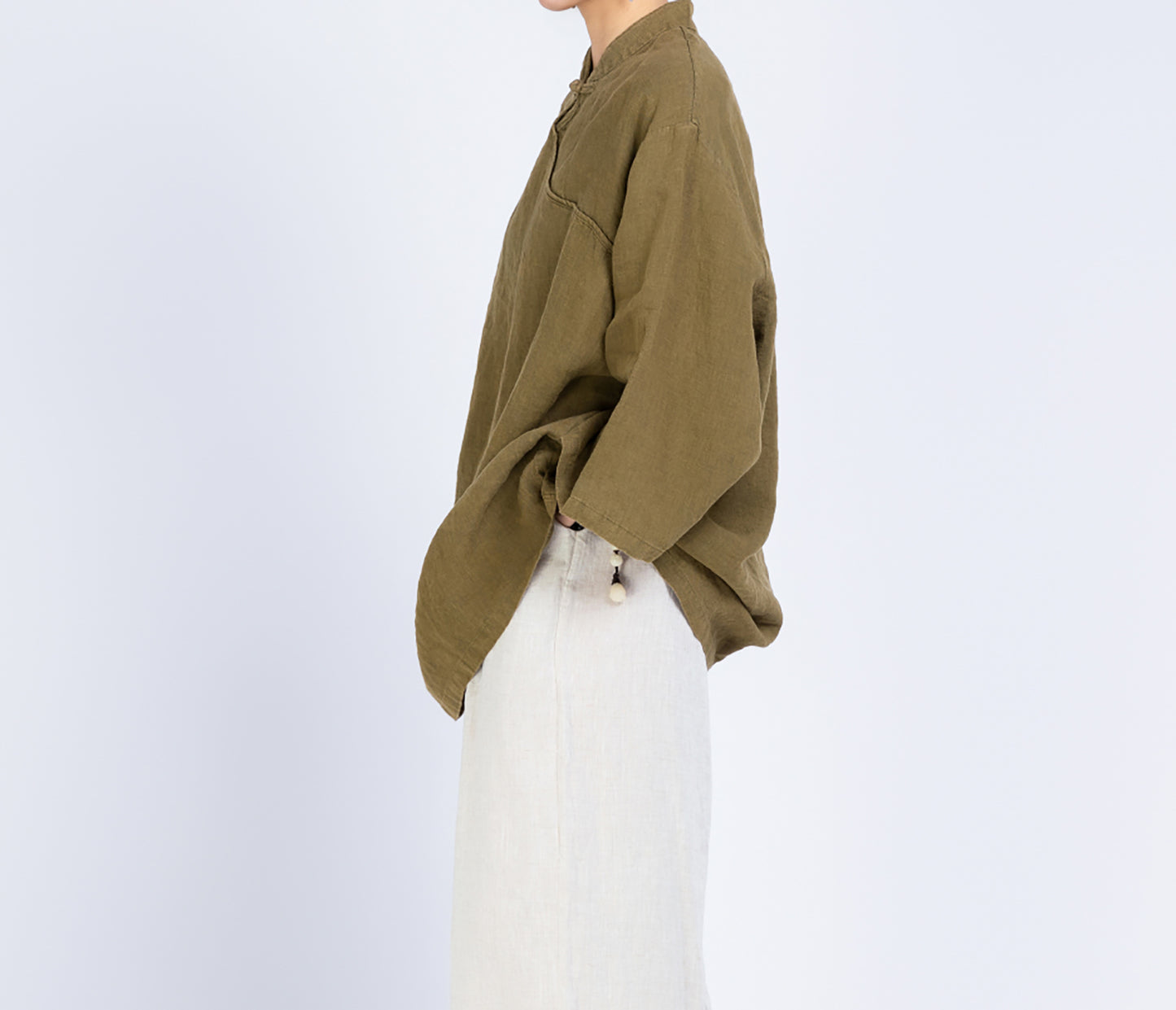 edoa Loose Heavy Weight Linen Retro Blouse