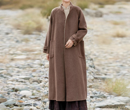 edoa Reversible Two-tone Double Faced Alpaca Chinese Coat