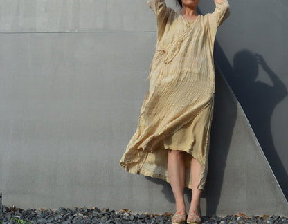 edoa Embroidered Hand-spun and Hand Woven Silk Dress