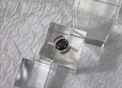 edoa Vintage Oval Amethyst Statement Ring