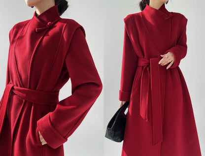 edoa Premium Double Faced Wool Chinese Coat