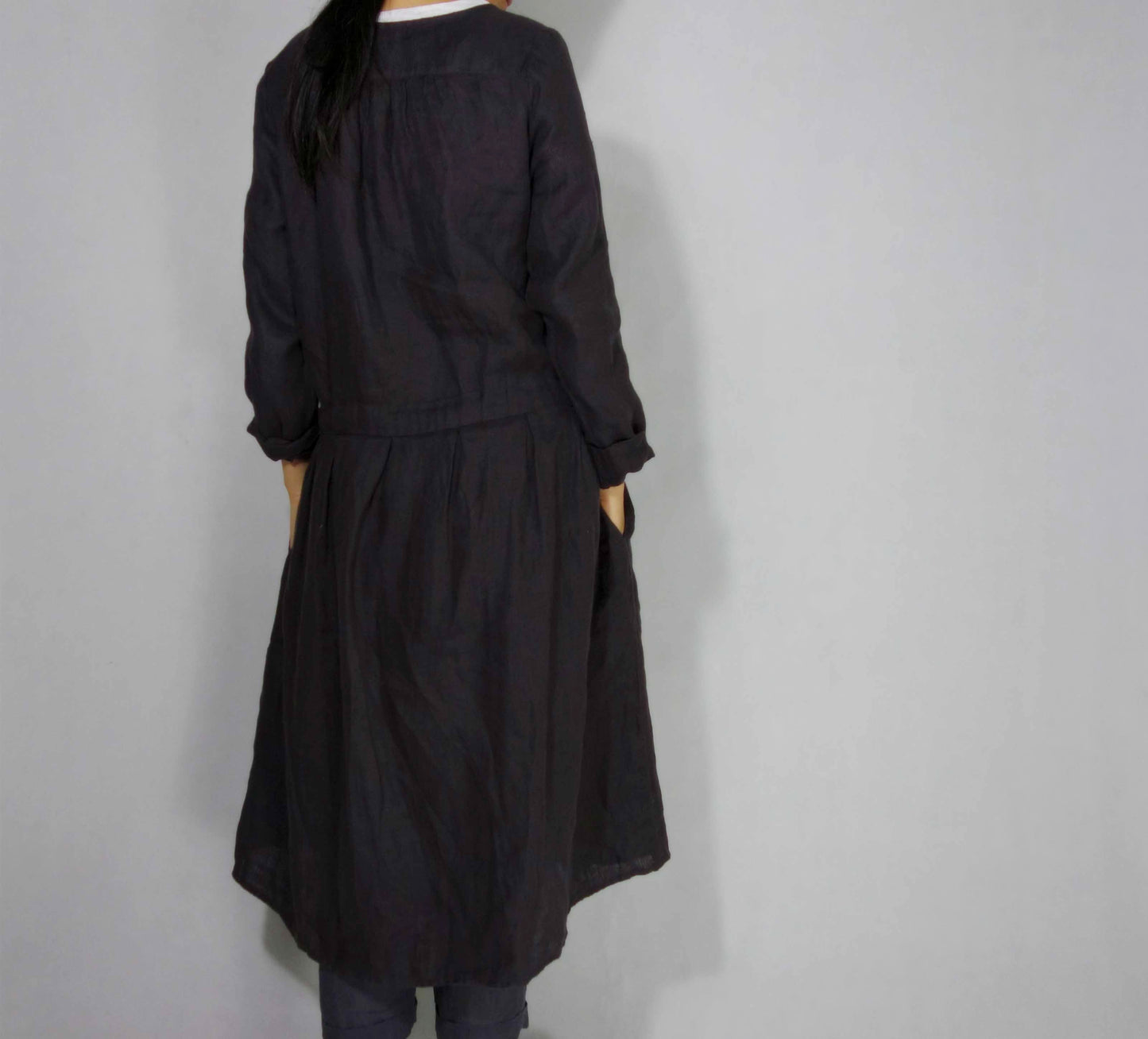 edoa Black Linen Wrap Dress 