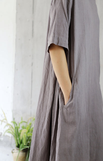 edoa Washed Linen Trapeze  Dress