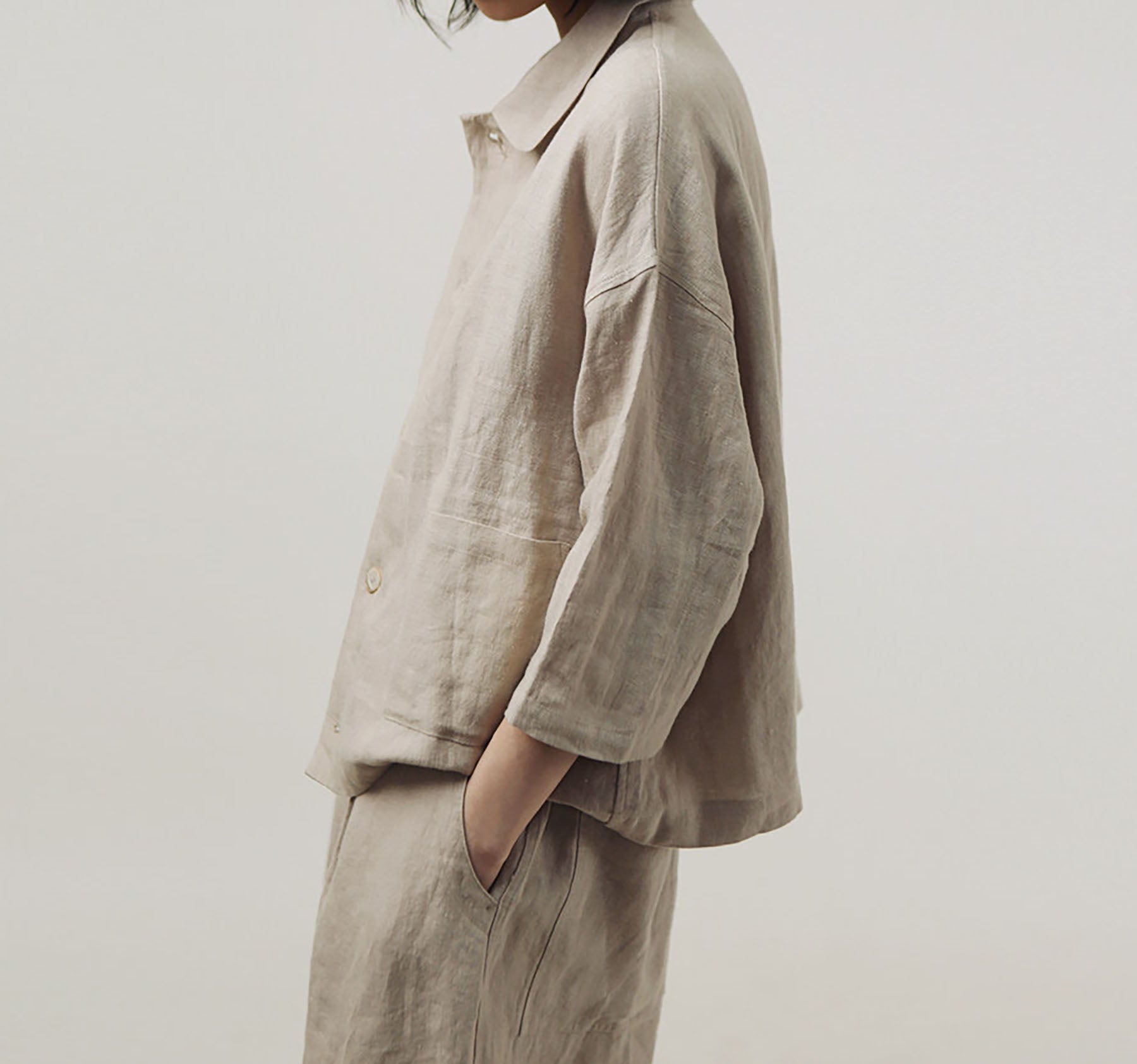 edoa Spring Loose Linen Short Jacket