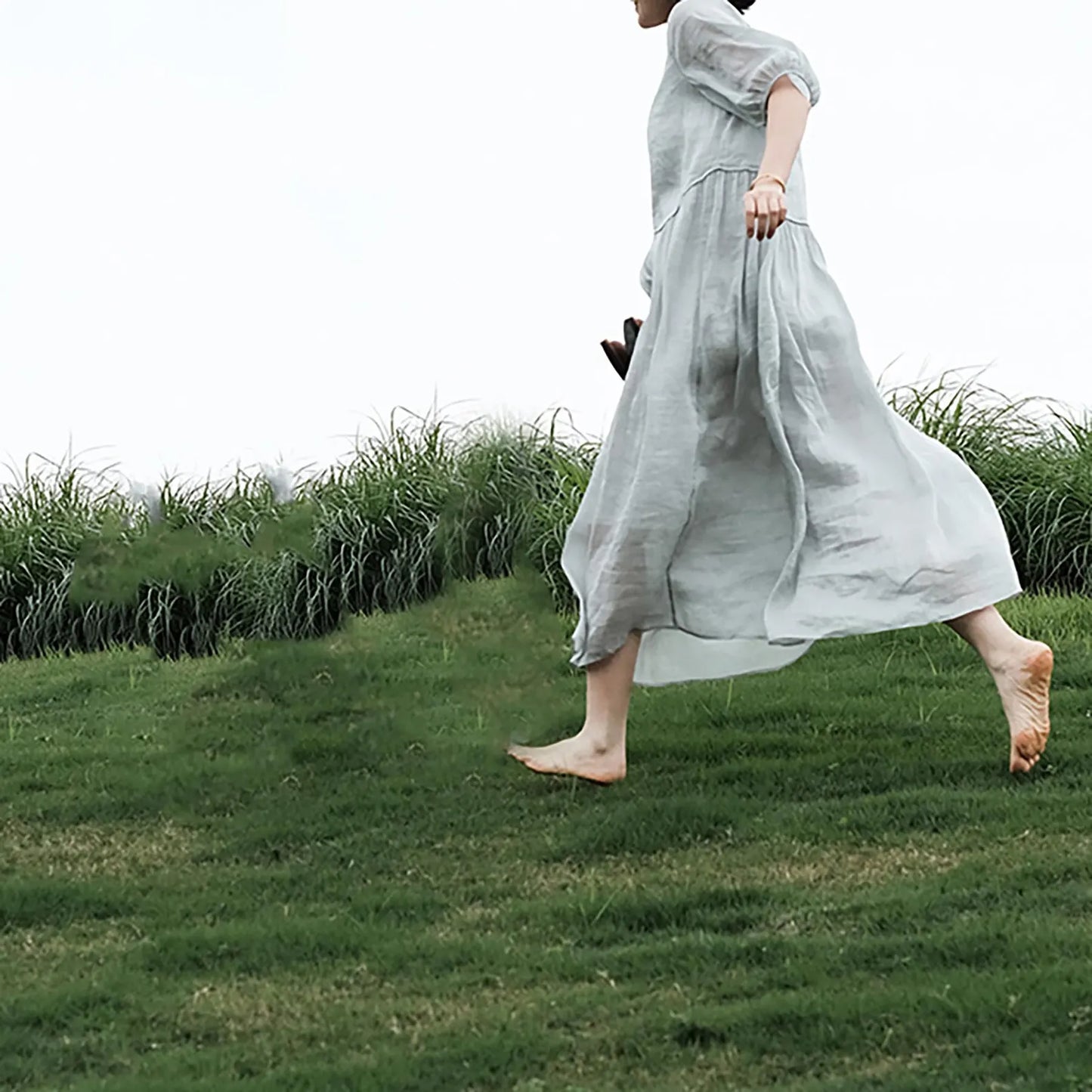 edoa Silk Linen Blend Maxi Dress