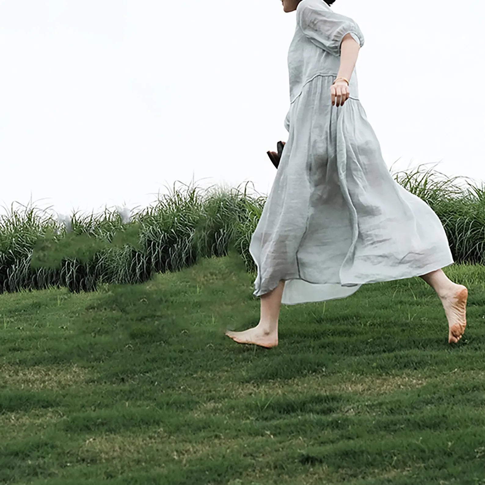 edoa Silk Linen Blend Maxi Dress