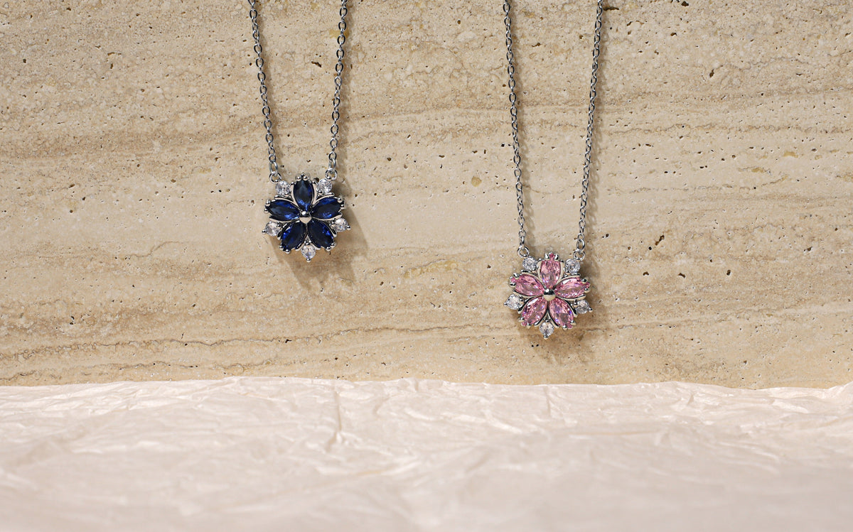 edoa Minimalist Dainty Floral Gemstone Necklace