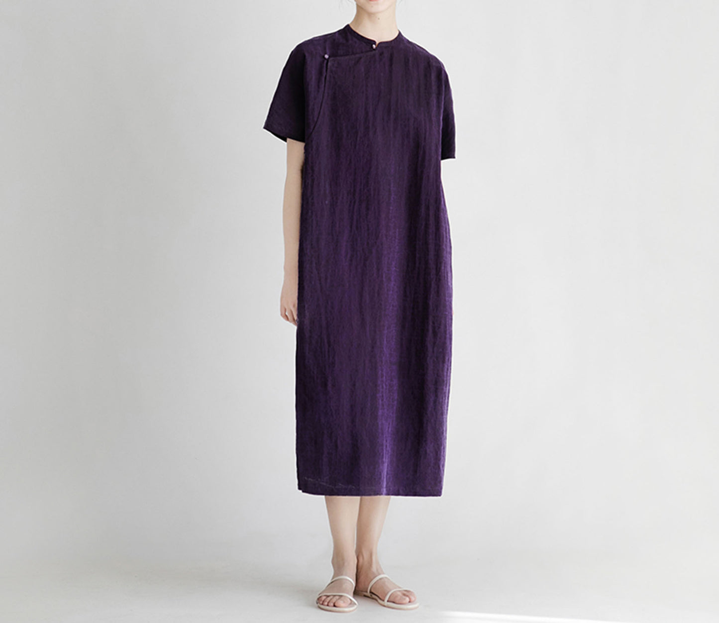 edoa Cracked Mud Silk Qipao 
