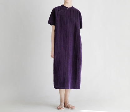 edoa Cracked Mud Silk Qipao 