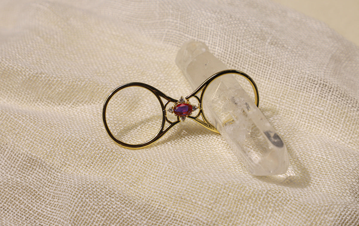 edoa edoa Two-Finger Switching Duo Gemstone Ring