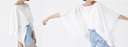 edoa Boxy Oversized Washed Ramie Tunic Blouse