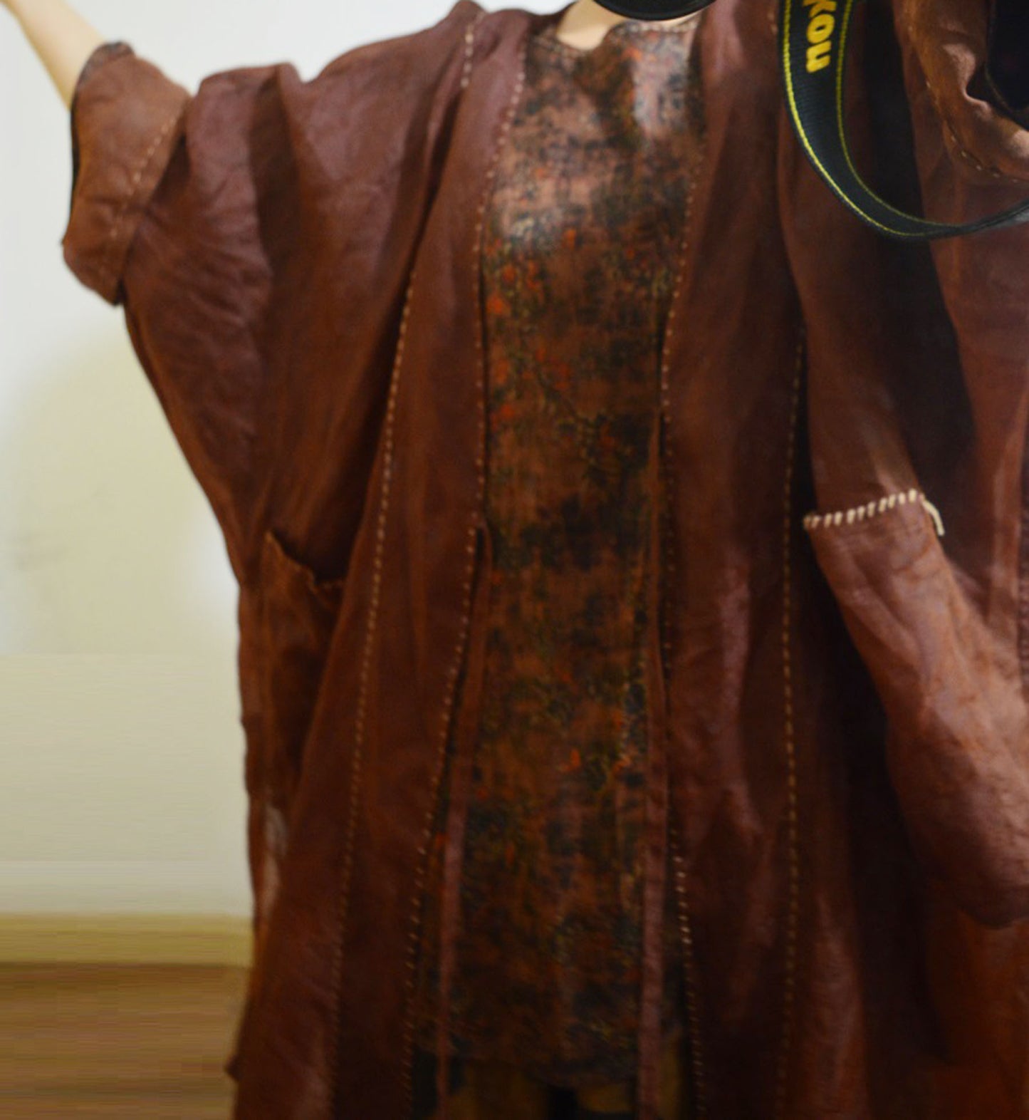 Mud Silk Satin-organza Duster Coat co0150 A796