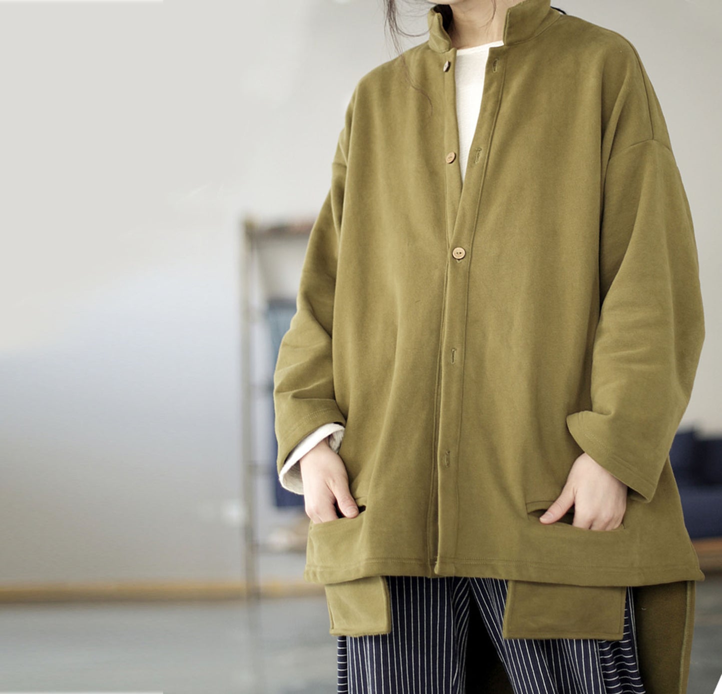 edoa Loose Unisex Cotton French Terry Jacket